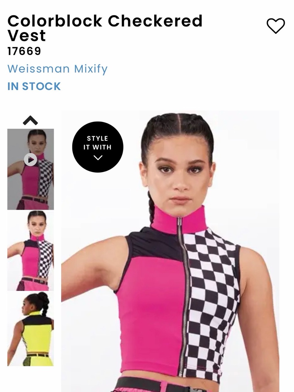 Weissman Pink Black White Colorblock Checkered Vest